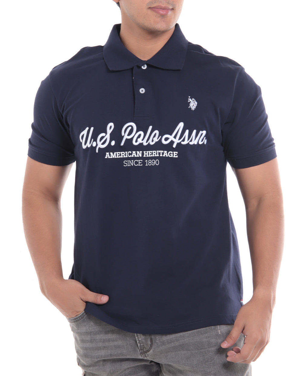 Polo Fashion para caballero con letras al frente