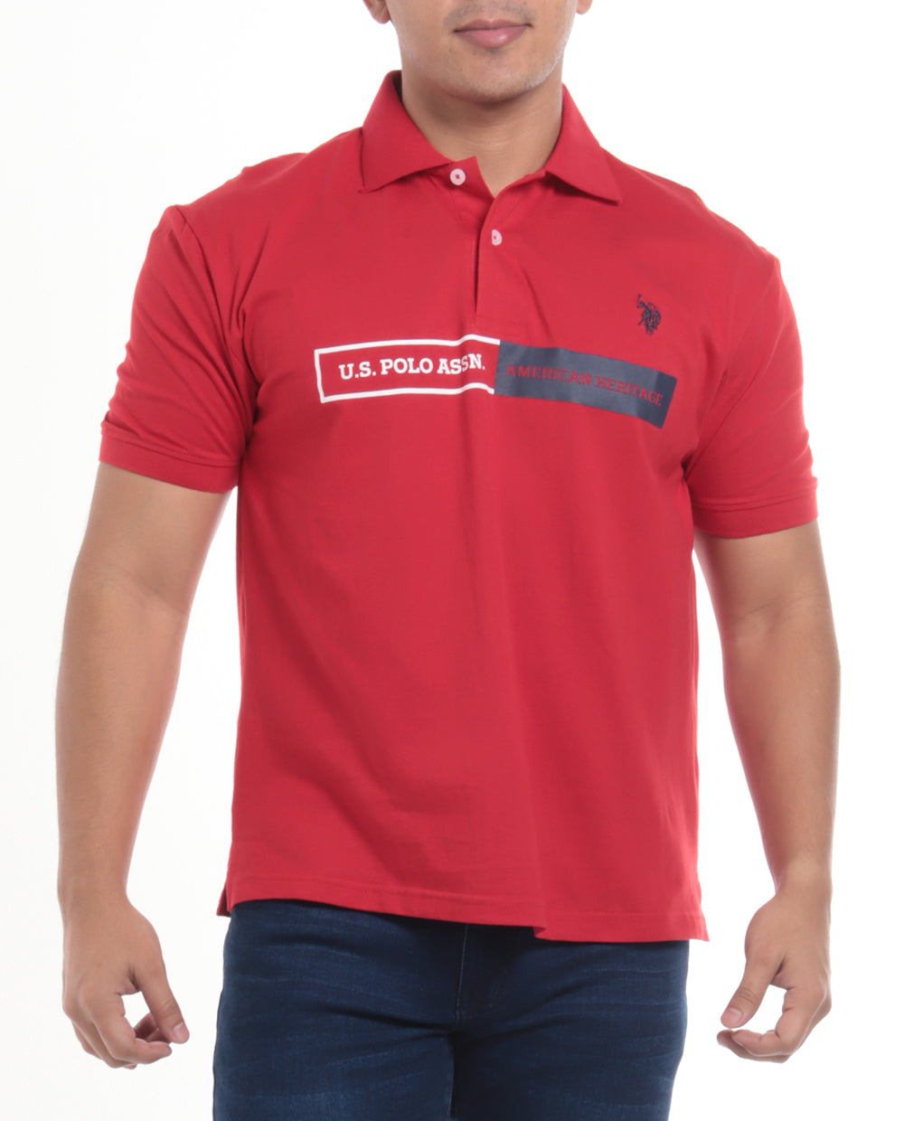 Polo Fashion con logo y cuadro con rayas al frente