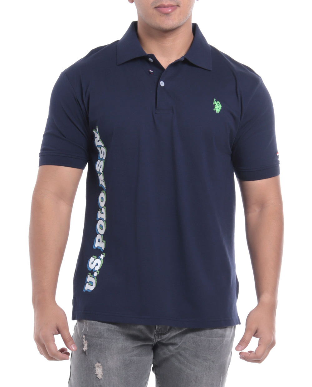 Polo Fashion para caballero con letras Vertical